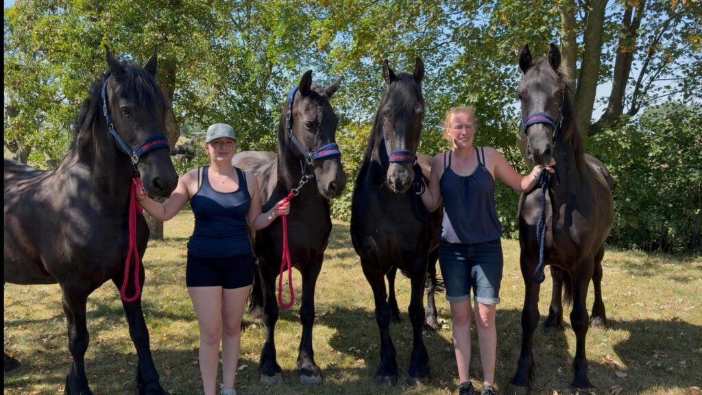 Van links maar rechts Arendina, Hester, Meindertsje en Assepoester, met Jitske van der Weij en Chloe Wiefferink.
